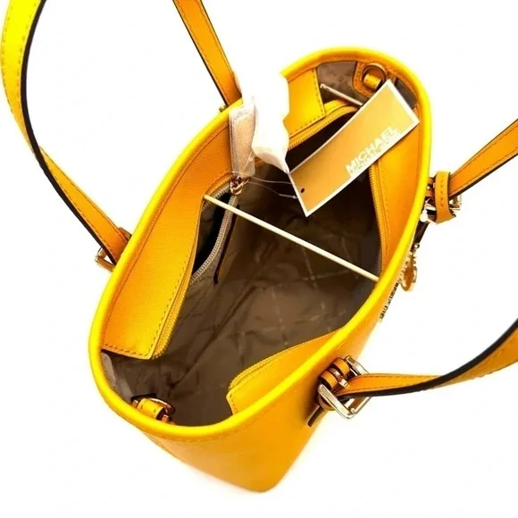 Michael Kors Jet Set Travel Extra-Small Top Zip Tote Bag Jasmine Yellow - Picture 7 of 10